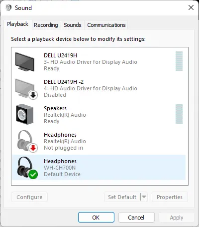 Windows 11 Bluetooth and devices settings showing Bluetooth headset listed with Remove device option and separate audio profiles in Sound Settings