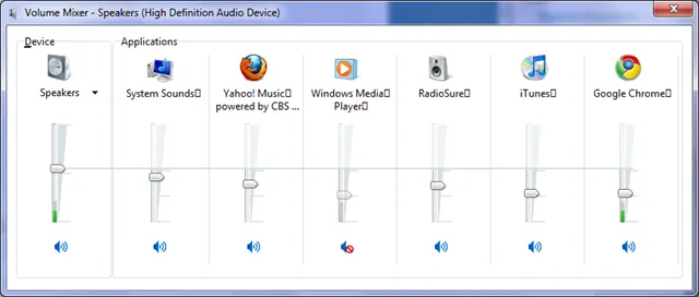 Windows 11 Settings app Volume Mixer panel showing per-app volume controls