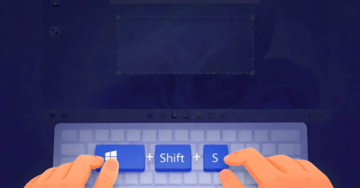 Windows + Shift + S snipping tool overlay showing four screenshot modes — rectangle, freeform, window, fullscreen